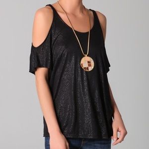 NWT Soft Joie Foil Cold Shoulder Metallic Top S